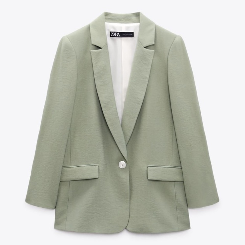 Zara Green Single Button Oversized Blazer